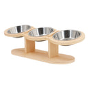 Raised Cat Feeder 3 Bowls in 1 Feeding & Watering Supplies 15° Raised Puppy 3 Stainless Steel Bowls Wood Stand Cats Accessories