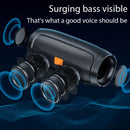 Portable Bluetooth subwoofer speakers showcasing surging bass with visible sound elements.