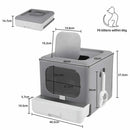 Cat Litter Box with Scoop and Tray Sifting Enclosed Foldable Kitten Toilet Detachable Poop Top Front Entry Pet Supplies